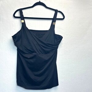 Miraclesuit Tankini Top Women 40DD Black Underwire Slimming Classic XL XXL